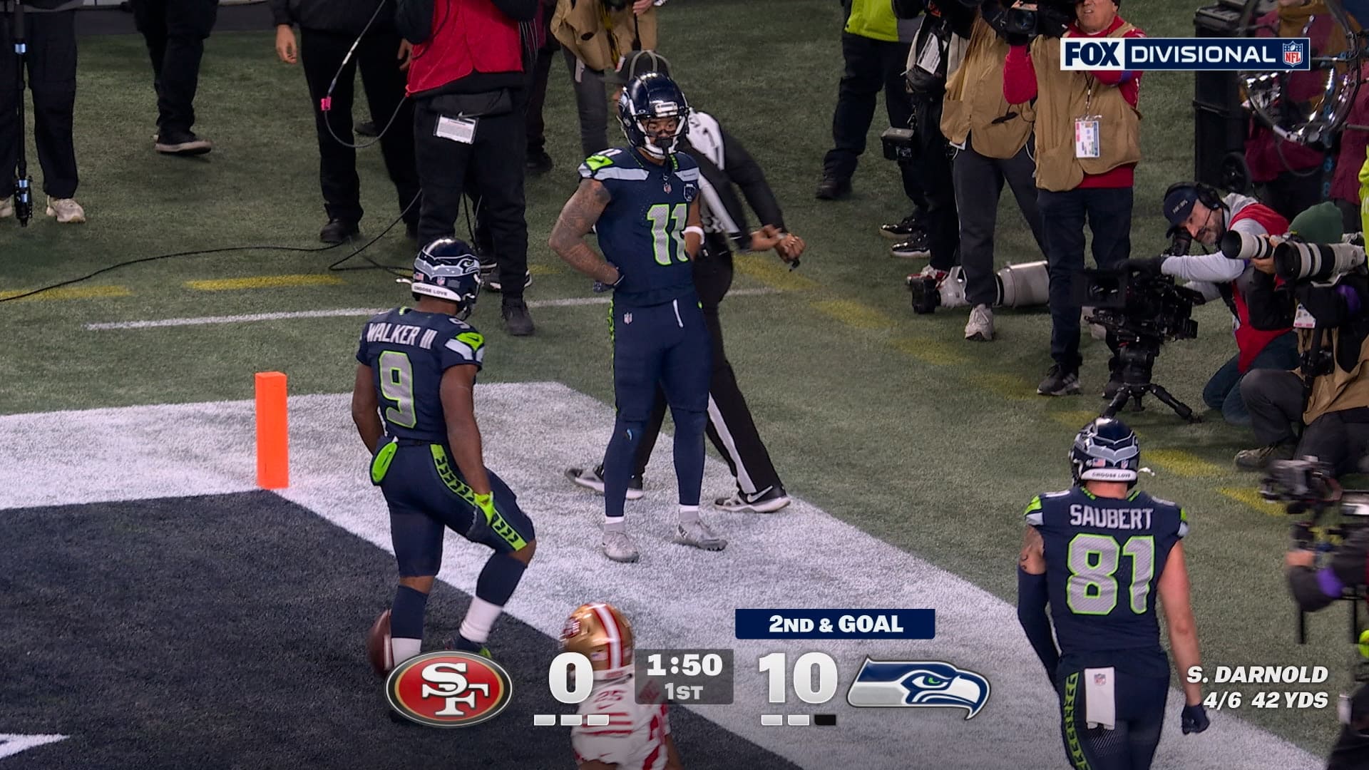 Sam Darnold finds Jaxon Smith-Njigba for a four-yard TD to extend Seahawks’ lead over 49ers | NFL Highlights